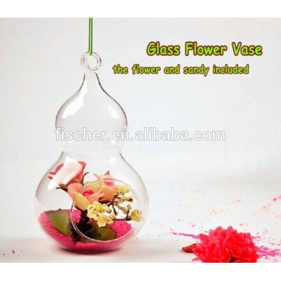 Trade assurance supplier-Gourd-shaped hanging glass vase for clear glass terrarium.